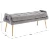 SAFAVIEH Home Collection Everdeen Glam Light Grey Velvet/Gold Pillow Top Tufted Bench(Charcoal/Gold)