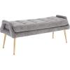 SAFAVIEH Home Collection Everdeen Glam Light Grey Velvet/Gold Pillow Top Tufted Bench(Charcoal/Gold)