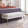 SAFAVIEH Home Collection Everdeen Glam Light Grey Velvet/Gold Pillow Top Tufted Bench(Light Grey/Gold)