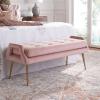 SAFAVIEH Home Collection Everdeen Glam Light Grey Velvet/Gold Pillow Top Tufted Bench(Pink/Gold)