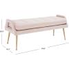SAFAVIEH Home Collection Everdeen Glam Light Grey Velvet/Gold Pillow Top Tufted Bench(Pink/Gold)