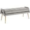 SAFAVIEH Home Collection Everdeen Glam Light Grey Velvet/Gold Pillow Top Tufted Bench(Silver Grey/Gold)