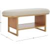 SAFAVIEH Home Collection Iona Dark Grey/Walnut Open Shelf Bench with Cushion(Cream/Natural)
