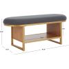 SAFAVIEH Home Collection Iona Dark Grey/Walnut Open Shelf Bench with Cushion(Grey/Natural)