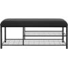 SAFAVIEH Home Collection Milligan Black/Black Open Shelf Bench with Cushion(Black/Black)