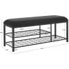 SAFAVIEH Home Collection Milligan Black/Black Open Shelf Bench with Cushion(Black/Black)