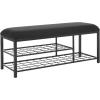SAFAVIEH Home Collection Milligan Black/Black Open Shelf Bench with Cushion(Black/Black)