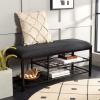 SAFAVIEH Home Collection Milligan Black/Black Open Shelf Bench with Cushion(Black/Black)