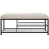 SAFAVIEH Home Collection Milligan Black/Black Open Shelf Bench with Cushion(Creme/Black)