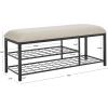 SAFAVIEH Home Collection Milligan Black/Black Open Shelf Bench with Cushion(Creme/Black)