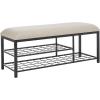 SAFAVIEH Home Collection Milligan Black/Black Open Shelf Bench with Cushion(Creme/Black)