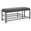 SAFAVIEH Home Collection Milligan Black/Black Open Shelf Bench with Cushion(Grey/Black)