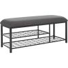 SAFAVIEH Home Collection Milligan Black/Black Open Shelf Bench with Cushion(Grey/Black)