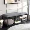SAFAVIEH Home Collection Milligan Black/Black Open Shelf Bench with Cushion(Grey/Black)