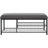 SAFAVIEH Home Collection Milligan Black/Black Open Shelf Bench with Cushion(Grey/Black)