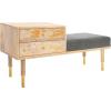 SAFAVIEH Home Collection TAFT Natural/Grey Fabric Solid Wood 2-Drawer Cushion Seated Bench