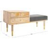 SAFAVIEH Home Collection TAFT Natural/Grey Fabric Solid Wood 2-Drawer Cushion Seated Bench
