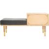 SAFAVIEH Home Collection TAFT Natural/Grey Fabric Solid Wood 2-Drawer Cushion Seated Bench