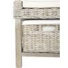 Safavieh FOX6537A Home Collection Kobutsu Rattan Storage Bench, White/Grey Wash