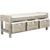 Safavieh FOX6537A Home Collection Kobutsu Rattan Storage Bench, White/Grey Wash