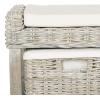 Safavieh FOX6537A Home Collection Kobutsu Rattan Storage Bench, White/Grey Wash