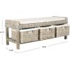 Safavieh FOX6537A Home Collection Kobutsu Rattan Storage Bench, White/Grey Wash
