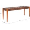 Safavieh Home Amalia 47-inch White and Oak Leather Weave Bench(Cognac / Dark Brown)