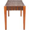 Safavieh Home Amalia 47-inch White and Oak Leather Weave Bench(Cognac / Dark Brown)