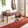 Safavieh Home Amalia 47-inch White and Oak Leather Weave Bench(Cognac / Dark Brown)