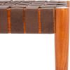 Safavieh Home Amalia 47-inch White and Oak Leather Weave Bench(Cognac / Dark Brown)
