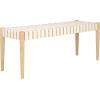 Safavieh Home Amalia 47-inch White and Oak Leather Weave Bench(White / Light Oak)
