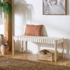 Safavieh Home Amalia 47-inch White and Oak Leather Weave Bench(White / Light Oak)