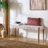 Safavieh Home Amalia 47-inch White and Oak Leather Weave Bench(White / Oak)