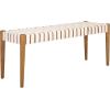 Safavieh Home Amalia 47-inch White and Oak Leather Weave Bench(White / Oak)