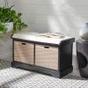 Safavieh Home Collection Landers Sand 2-Drawer/Cushion Storage Bench (Fully Assembled) BCH5702D(Black)