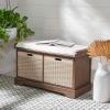 Safavieh Home Collection Landers Sand 2-Drawer/Cushion Storage Bench (Fully Assembled) BCH5702D(Brown)