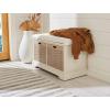 Safavieh Home Collection Landers Sand 2-Drawer/Cushion Storage Bench (Fully Assembled) BCH5702D(Distressed White)