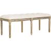 Safavieh Home Collection Rocha French Brasserie Tufted Grey and Rustic Oak 19-inch Wood Bench(Beige / Rustic Oak)