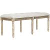Safavieh Home Collection Rocha French Brasserie Tufted Grey and Rustic Oak 19-inch Wood Bench(Grey / Rustic Oak)