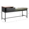 Safavieh Home Maruka 31-inch Grey Wash and Dark Green Faux Leather Bench with Storage(Grey Wash / Dark Green)