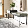 Safavieh Home Maruka 31-inch Grey Wash and Dark Green Faux Leather Bench with Storage(Grey Wash / Dark Green)
