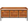 SAFAVIEH Home Collection – Isaac Oak Wooden Storage Bench with Drawers, Entryway & Mudroom Seating, Iron Frame Design, Fully Assembled (AMH6530E)(Honey Oak)
