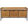 SAFAVIEH Home Collection – Isaac Oak Wooden Storage Bench with Drawers, Entryway & Mudroom Seating, Iron Frame Design, Fully Assembled (AMH6530E)(Oak)