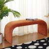 SAFAVIEH Home Collection – Tenko Emerald Green Curved Upholstered Accent Bench, Modern Minimalist Seating for Bedroom, Entryway or Living Room (BCH1300D)(Rust)