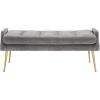 SAFAVIEH Home Collection Everdeen Glam Light Grey Velvet/Gold Pillow Top Tufted Bench(Charcoal/Gold)