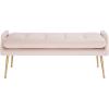 SAFAVIEH Home Collection Everdeen Glam Light Grey Velvet/Gold Pillow Top Tufted Bench(Pink/Gold)