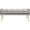 SAFAVIEH Home Collection Everdeen Glam Light Grey Velvet/Gold Pillow Top Tufted Bench(Silver Grey/Gold)