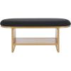 SAFAVIEH Home Collection Iona Dark Grey/Walnut Open Shelf Bench with Cushion(Black/Natural)