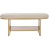 SAFAVIEH Home Collection Iona Dark Grey/Walnut Open Shelf Bench with Cushion(Cream/Natural)
