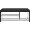SAFAVIEH Home Collection Milligan Black/Black Open Shelf Bench with Cushion(Black/Black)